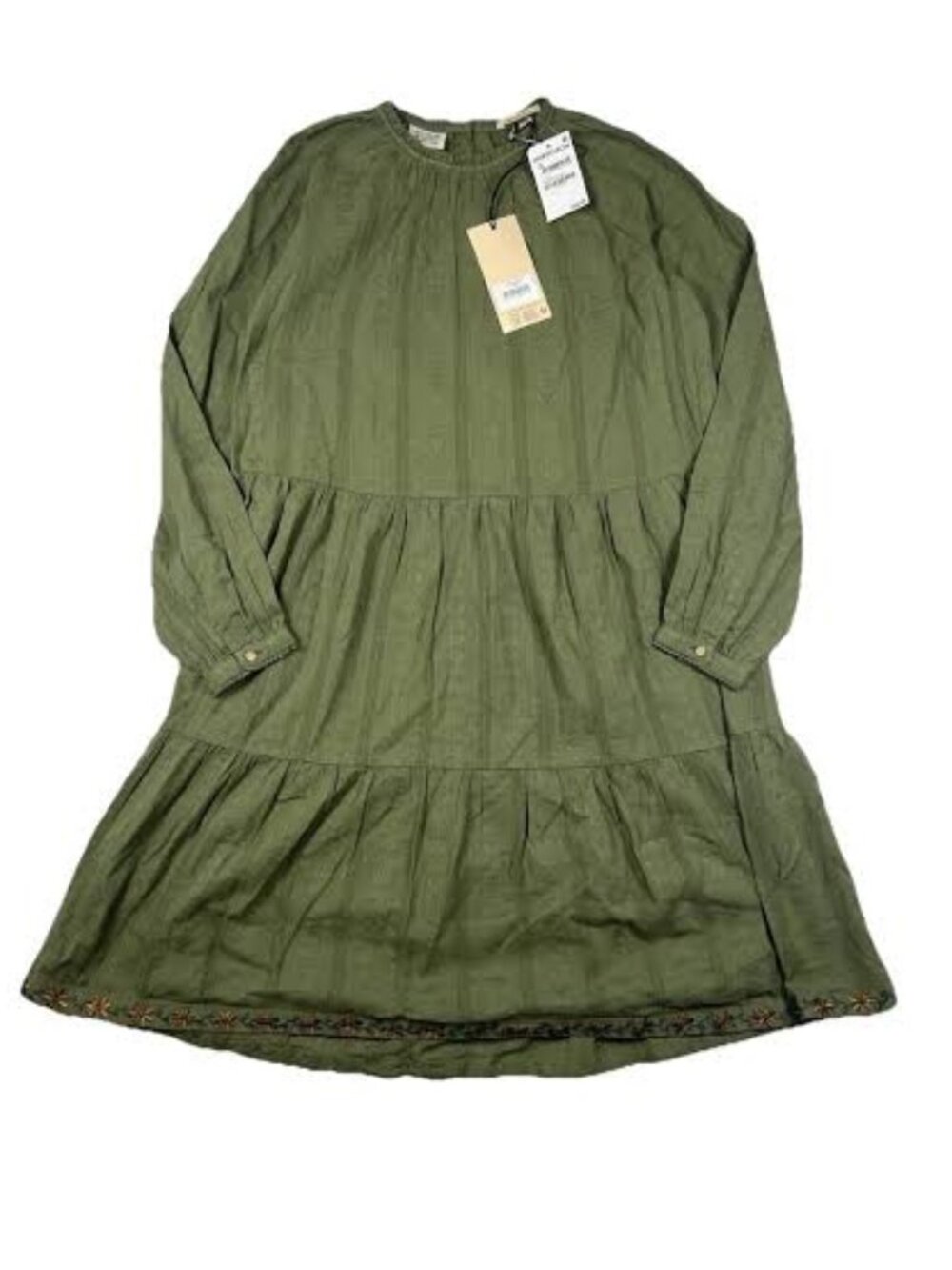 NWT Scotch & Soda "Traveling Poets" Pretty Cotton Easy Dress, Green - Size 12